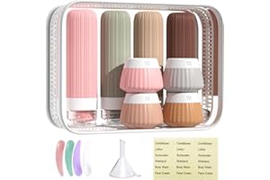 GEBRAZY Tsa Lot de bouteilles et voyage en silicone, approuvées par Tsa, articles de toilette, bouteilles vides à remplir, lotion anti-fuite, shampoing