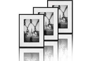 VUVUZULA Bilderrahmen 30x40cm Schwarz 3er Set Fotorahmen Rahmen mit Passepartout Posterrahmen