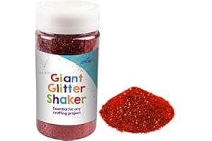 CARIBOU LIVING Big Giant Jumbo Red Glitter Shimmer Shakers 250g Pot of Sparkling Magic for All Arts and Crafting Projects
