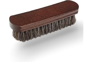 LYSSRA Schuhbürste aus 100% Rosshaar mit Buchenholzgriff - Premium Reinigungs- und Polierbürste für Lederschuhe - Langlebige Naturborsten für Lederglanz und Pflege