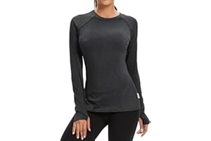 Soneven Camiseta Manga Larga Mujer Running Deporte Camisetas Térmica Elásticos Ropa Deportivo de Running Fitness Otoño Invierno