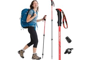 Ninonly Bâton de Marche Télescopique Carbone, Bâtons de Randonnée Nordique pour Hommes & Femmes, Ultralégers avec Poignée EVA et 3 Pointes, 150kg pour Trekking et Sports de Montagne