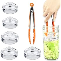 Artcome Set van 10 glazen gistingsgewichten met Easy Grip handvat en uniek textuurontwerp voor grote brede mond Mason Potten - Pickle Pebbles met glazen gewichten Organizer - Ruimtebesparend compact