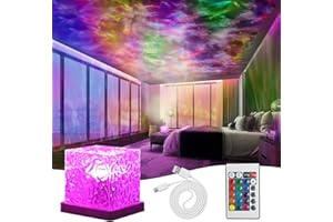 EAEVKPI Lampada Proiettore Oceano,Lampada Aurora Boreale con Telecomando, Luce Notturna con Lncrespatura Dell'acqua,Lampada Oceano,Proiettore Stelle Soffitto 16 Colori Luminosità Regolabili