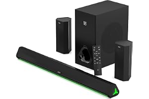 GOVO GOSURROUND 950 | 500W Sound bar | 5.1 Channel Home Theatre with 6.5" subwoofer | Dual Rear Satellites, HDMI, AUX, USB & Bluetooth, 5 Equalizer Modes, Stylish Remote & LED Display (Platinum Black)