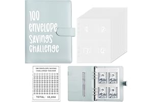 ChillyFar Money Saver Budget Binder Book with Pouches, 100 Envelope Challenge Binder with Numbers, A5 Money Budget Envelopes for Cash Saving $5,050 Blue
