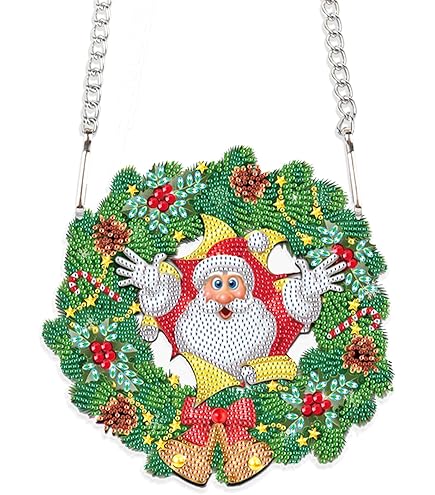 Kit Pittura Diamante Natale Babbo Natale - Con Catena, Decorazione Appendere, Fai Da Te - Foto 3
