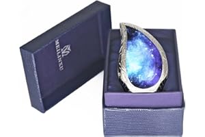 M MEILINXU Small Keepsake Urn for Human Ashes - Mini Cremation Urns for Ashes - Fits a Small Amount of Cremated Remains - Display Burial Urn at Home or Office (Blue Starry Sky - Made of Brass Hand Engraved