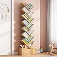 ALMEKAQUZ 14-Shelf Bookshelf,Tree Bookcase with Storage Box,Wood Bookshelves Storage Rack,MDF Tree Book Shelf Display Organizer for Books,Magazines,CDs and Photo Album Holds Up to 5kgs Per Shelf