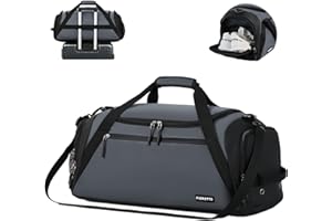 FIORETTO Mens Sports Gym Bag with Wet Pocket & Shoe Compartment,Travel Duffle Bag Overnight Bag with Padded Shoulder Strap, Water-Resistant Sports Holdall for Swimming