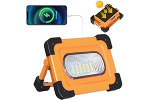 Akumulator Reflektora Budowlanego 60W LED, Elekin Reflektor LED Roboczy z 4 trybami, Słoneczna Lampa Kempingowa COB 4800 mAh Power Bank do Awarii Zasilania, Namiotu, Ratownictwa, Warsztatu