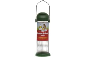 WALTER HARRISONS Walter Harrison's Wild Bird Flip Top Green Hanging Peanut Feeder,Black Green, Small - 22 cm