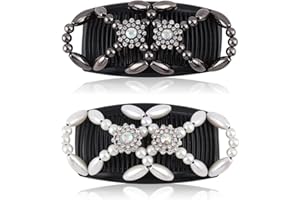 Kytpyi Magic Beads Hair Comb, Hair Combs Slides for Women - 2 PCS Fashion Accessories for DIY Hairstyle, Thick & Fine Hair, Durable Double Slides (Flower)