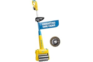 Gloria MultiBrush li-on - Multifunktionale Akku-Bürste/Unkrautentferner, Nutzbar als Stein-, Holz-, Fugenreiniger, Rasenkantenschneider, Vertikutierer, Rasenlüfter, Set mit 2 Aufsätzen, ohne Akku