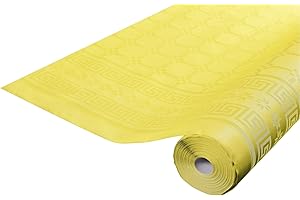 COGIR Pro Nappe - Ref R482520I - Mantel de Papel Damasco desechable en Rollo 25 M de Largo X 1,20 M de Ancho - Color Amarillo - Papel Damasco con patrón Universal Chic y clásico