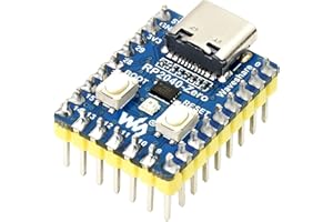 Waveshare RP2040-Zero Scheda con Header Pre-saldato, Basata su Raspberry Pi MCU RP2040, Processore Arm Cortex M0+ Dual-Core, Clock Flessibile Fino a 133 MHz, Flash integrato da 2 MB, Connettore USB-C