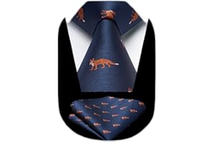HISDERN Cravatta da uomo fantasia animali Cravatte e Fazzoletto da matrimonio elegante classica cravatta set