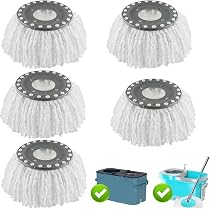 5 Têtes De Serpillère Microfibre - Compatibles Avec La Plupart Des Balais Rotatifs