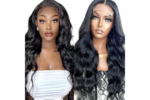 CREUOST 4X1 Lace Front Wig Brazilian Wigs Human Hair Body Wave Parrucca Capelli Veri delle Donne 4x1 Middle Part Lace Front Wig Unprocessed Lace Front Wig Human Hair Natural Black Color For Women 16 Inch
