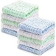 DELFINO Baby Washcloths, Muslin Cloths Cotton Natural Baby Wipes, Soft Newborn Baby Face Towel Registry Squares Set Baby Face Reusable Cleaning Towel as Shower Gift for Baby Boys and Girls, 10 Pack