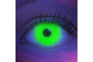 MeralenS Kolorowe soczewki kontaktowe Glow Green Green miękkie soczewki na Halloween do eleganckiego kostiumu, świecące w ciemności, neonowe soczewki UV, 2 sztuki, 1 para zielonych soczewek, bez siły