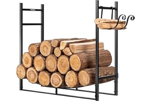 VIVOHOME Estante para Leña Resistente de 0,8 m con Soporte para Leña para Uso en Interiores y Exteriores