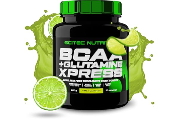 Scitec Nutrition BCAA + Glutamine Xpress - Mélange d'acides aminés essentiels - avec 5g de BCAA 2:1:1-5g de Glutamine - enrichi en Taurine, 600 g, Lime