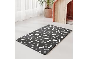 TOKLYUIE Dog Bowl Mat, Absorbent Dog Food Mat, No Stains Cat Bowl Mat for Food and Water, Easy to Clean Pet Placemats, Quick Dry Dog Water Dispenser Mat, Pet Accessories Supplies(Dark Gray，45 * 60cm)