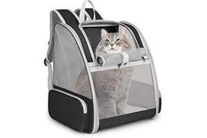 BOW CALICO Mochila Transportín Perro, Mochila Transportín Gato Bien Ventilado con Correa de Seguridad Interior, Bolsa de Transporte para para Gatos y Perros Pequeños (12.6 * 11 * 16.12 Inch)