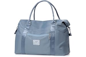FIORETTO Womens Sports Gym Tote Bag Duffle Bag with Wet Pocket, Travel Bag Weekend Overnight Bags with Removable Strap, Water-Resistant Carry On Bag Hospital Holdalls for Women Blue Ashes