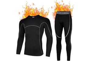 AMZSPORT Bielizna termiczna męska zestaw, przylegające koszulka i spodnie funkcjonalne, szybkie schnięcie, narciarstwo górskie, jazda na rowerze, fitness