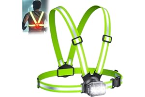 Rolgno 500LM Lampe Course a Pied, Lampe Running avec 360° Réfléchissant Bandes, 7 Modes Lumiere, Réglable à 45°, Étanche IPX4 Lampé Pectorale Running pour Course/Marche/Vélo, 3.5-20H
