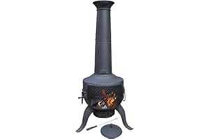 PERFECT PLANTS Gardeco STEELCHI-7-BL Large Tia Chimenea - Black