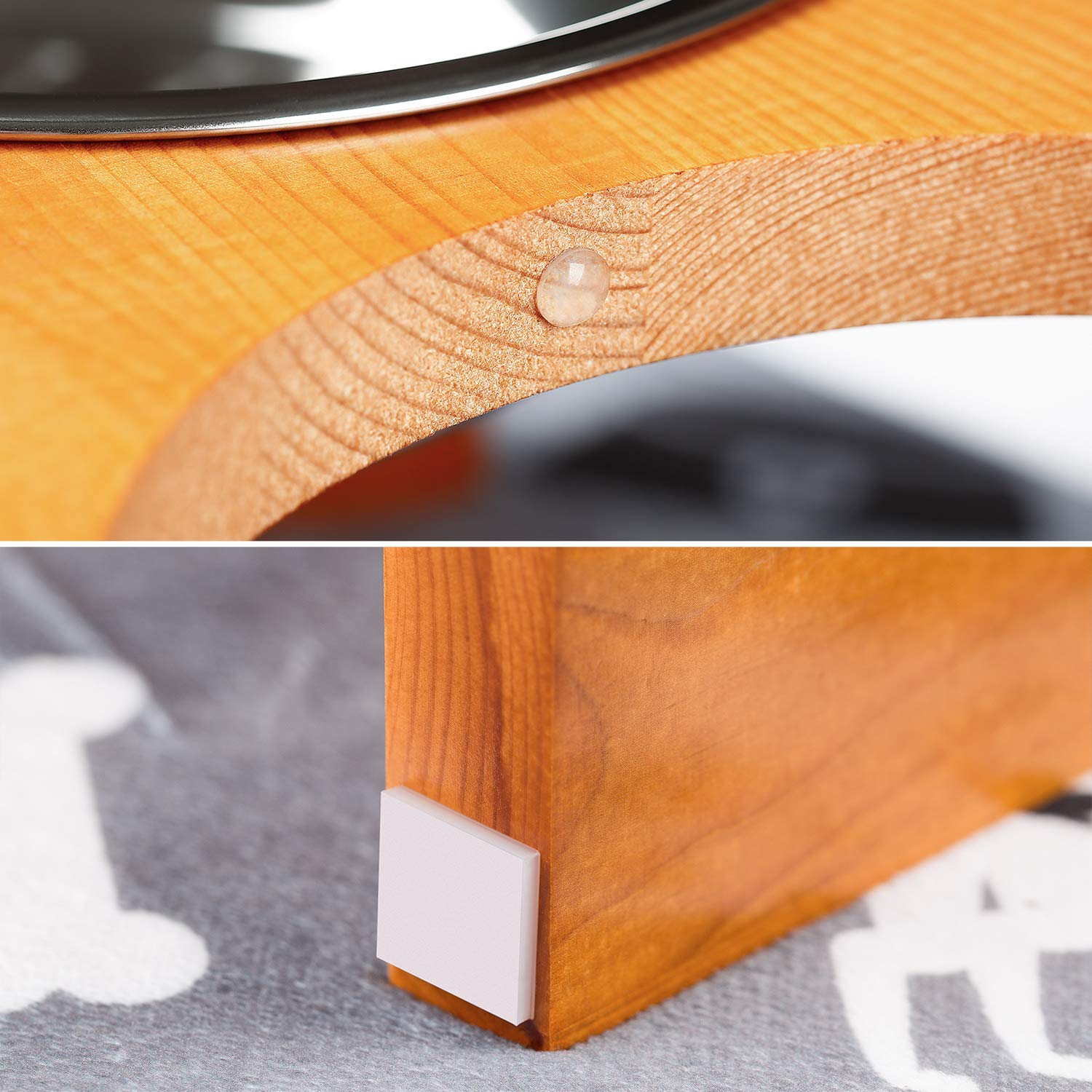 Yangbaga-Gamelle-Surleves-Hauteur-30CM-Parfait-pour-Grands-Chiens-Support-Elev-en-Bois-avec-Gamelles-INOX-de-Grande-TailleTapis-Gamelle-Chien-Chat-Inclus-Ultra-Absorbant