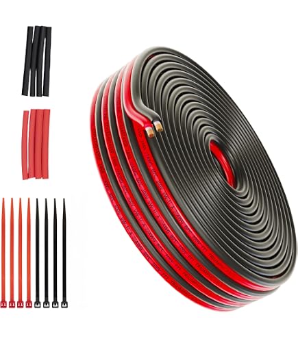 Câble Haut-parleur Plat 0.75mm² - 25 Mètres - Pour Home Cinéma Et Voiture - Avec Pinces - Transparent - 6
