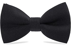 WELROG Nœud papillon classique pré-noué Noeud papillon ajustable en gabardine de smoking solide pour enfants et hommes Cravate pour adultes et enfants pour la fête de mariage