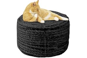 MOUHIV 6mm Sisal Corde pour réparation et Remplacement de Chat Scratch Pilier, Rayure Arbre, Chat Rayure Tampon/Tapis/Botteur Jouet, Tuyau/Escaliers/Pneu Emballage, Accueil Décoration, 6mm*30m, Noir