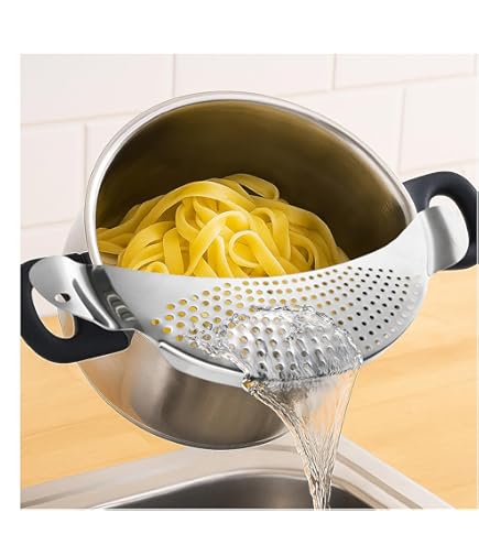 Scolapasta Pieghevole In Silicone - Universale Per Pentole, Facile Da Riporre | Per Pasta, Verdure, Riso, Nero - Foto 5