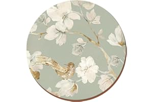 Creative Tops Podkładki klasy premium Duck Egg Floral, z korkowym spodem, w 4-częściowym zestawie, 12 cm