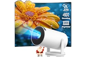 GENÉRICO Przenośny mini projektor WiFi6 Bluetooth 5.0, kompatybilny z projektorem HD 4K 1080P z automatyczną korekcją klawisza pionowego o 270° obrót przenośny projektor, inteligentny projektor z systemem