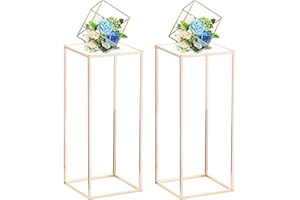 Nuptio Vase Or pour Centres de Table Mariage avec Panneau Acrylique - 2 Pièces 60cm Haut Vases À Fleurs Métal Support Fleurs pour Table Fête Mariages Centres de Table Présentoir À Colonne