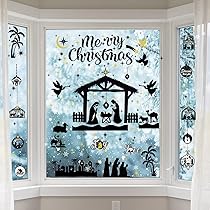 Autocollant Fenêtre Noël Crèche Nativité Anti-Collision Stickers