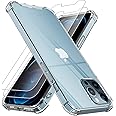 4youquality Case for iPhone 12 Pro Max with [2-Pack Tempered Glass Screen Protector], 6.7-Inch, Airbag Drop Protection, Shockproof Transparent Clear Bumper Phone Case Cover, Anti-Scratch