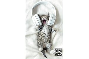 Agenda scolaire 2024 2025: Organiseur Scolaire (Août 2024 / Juillet 2025) Pour Étudiants Collège, Lycée – Planificateur Journalier 1 Jour Par Page | Couverture Chaton qui écoute de la musique