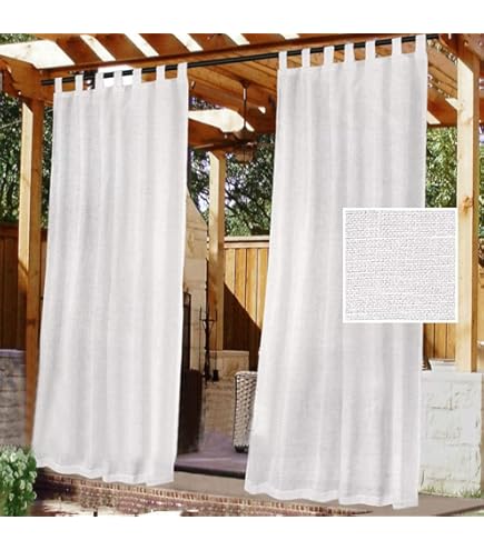 PONY DANCE Buitengordijnen van Oxford, Waterdicht Geschikt voor Balkons, Terrassen, Tuinen, met Ringen,140B x 213H cm (2 Panelen),Biscotti Beige