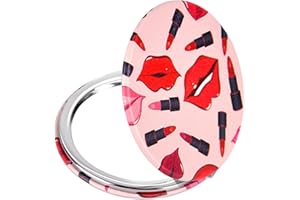 YTZJ DIRECT Quality Compact Vanity Mirror Gifts for Girls Women Beauty, Stylish Travel Folding Makeup Mirrors for Wallet Purse Pocket Handbag, Portable Double-Sided Magnifying Cosmetic Mirror, Bright Red