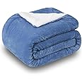 BSB HOME Heavy Winter Sherpa Blankets, Soft Fluffy Flannel Plush Blanket King Size, Fuzzy Cozy Grey Cuddle Blankets for Couch Bed Sofa Adults (90" X 100", Color-Aqua), 300 tc