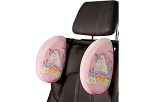 mymai Verstellbare Auto-Nackenstütze für Kinder und Erwachsene - kopfstütze Auto Kinder mit Memory-Schaum für Reisen, 360° drehbare Kopfstütze für Auto schlafen, Ergonomisches Reisekissen(Rosa)