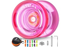 MAGICYOYO K2 Yoyo Réactif pour Enfants, Professionnel pour Débutants en Plastique + Dissolvant de Roulement, Sac et 12 Cordons (Rose Cristal)