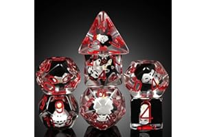 DNDND Lot de 7 dés en résine avec sac en velours pour jeux de rôle D&D et jeux de table Motif pingouin